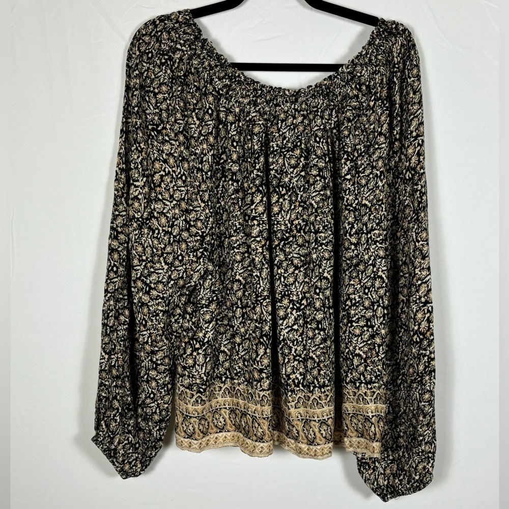 Lucky Brand Top Blouse Floral Print Boho Peasant- XL - Picture 5 of 7